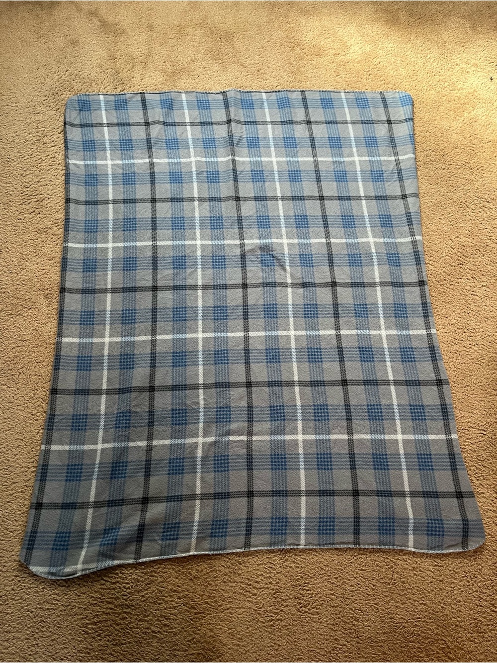 Gray and Blue Plaid Throw Blanket